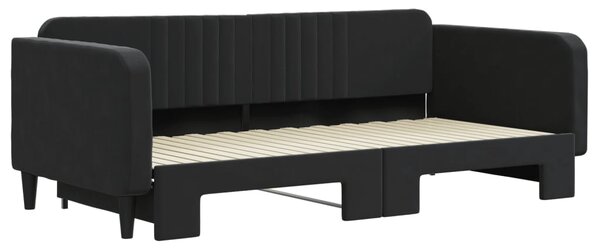 Dnevni krevet na razvlačenje crni 100 x 200 cm baršunasti - Crna / 100 x 200 cm
