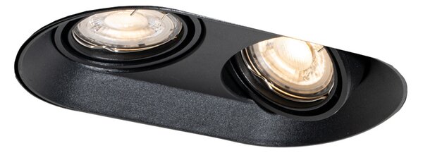 Okruglo ugradno svjetlo crno GU10 50 mm 2-svjetla - Hubs