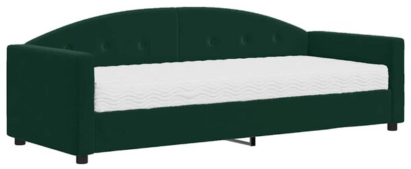 Dnevni krevet s madracem tamnozeleni 90 x 200 cm baršunasti - Zelena / 90 x 200 cm