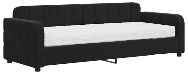 Dnevni krevet s madracem crni 80 x 200 cm baršunasti - Crna / 80 x 200 cm