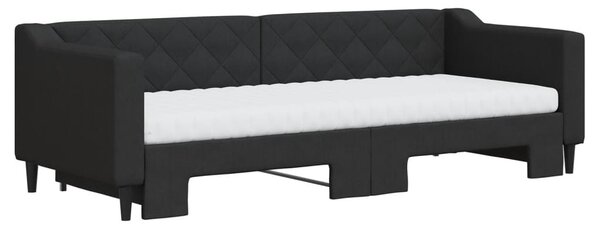 Dnevni krevet na razvlačenje s madracima crni 80x200 cm tkanina - Crna / 80 x 200 cm