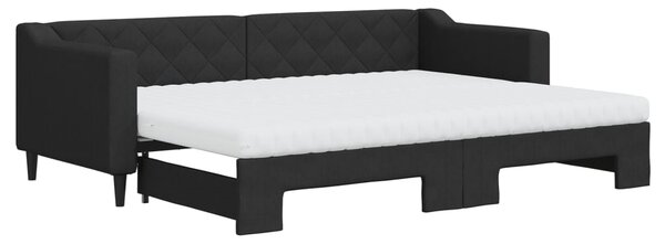 Dnevni krevet na razvlačenje s madracima crni 80x200 cm tkanina - Crna / 80 x 200 cm