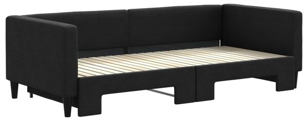 Dnevni krevet na razvlačenje crni 90 x 200 cm od tkanine - Crna / 90 x 200 cm