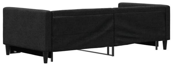 Dnevni krevet na razvlačenje crni 90 x 200 cm od tkanine - Crna / 90 x 200 cm
