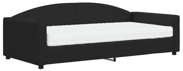 Dnevni krevet s madracem crni 100 x 200 cm od tkanine - Crna / 100 x 200 cm
