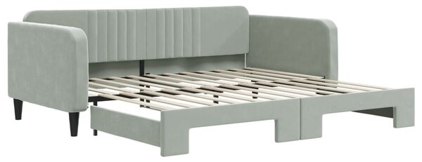Dnevni krevet na razvlačenje svjetlosivi 100x200 cm baršunasti - Siva / 100 x 200 cm