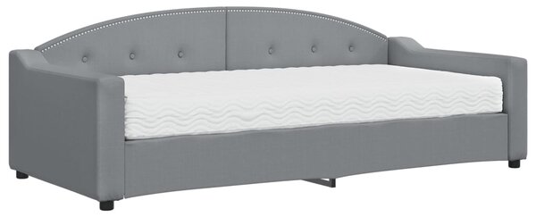 Dnevni krevet s madracem svjetlosivi 90 x 200 cm od tkanine - Siva / 90 x 200 cm