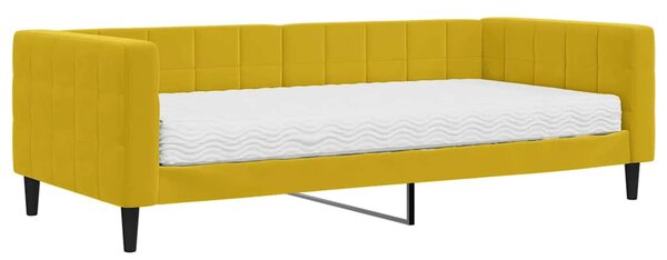 Dnevni krevet s madracem žuti 90 x 200 cm baršunasti - Žuta / 90 x 200 cm