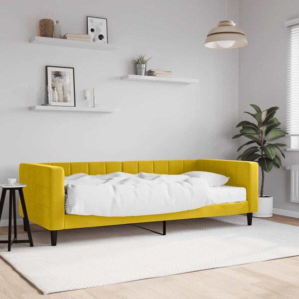 Dnevni krevet s madracem žuti 90 x 200 cm baršunasti - Žuta / 90 x 200 cm