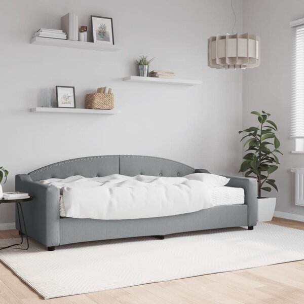 Dnevni krevet s madracem svjetlosivi 90 x 200 cm od tkanine - Siva / 90 x 200 cm