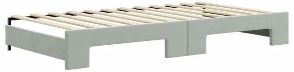 Dnevni krevet na razvlačenje svjetlosivi 100x200 cm baršunasti - Siva / 100 x 200 cm