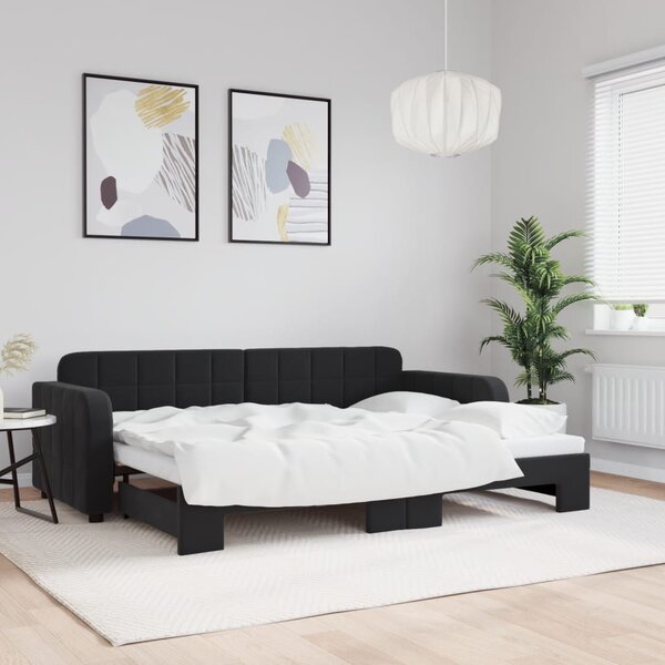 Dnevni krevet na razvlačenje crni 80 x 200 cm baršunasti - Crna / 80 x 200 cm