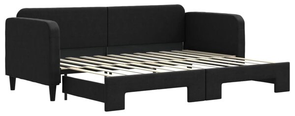 Dnevni krevet na razvlačenje crni 80 x 200 cm od tkanine - Crna / 80 x 200 cm