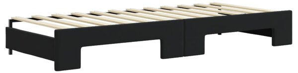 Dnevni krevet na razvlačenje crni 80 x 200 cm baršunasti - Crna / 80 x 200 cm