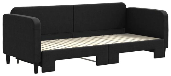 Dnevni krevet na razvlačenje crni 80 x 200 cm od tkanine - Crna / 80 x 200 cm