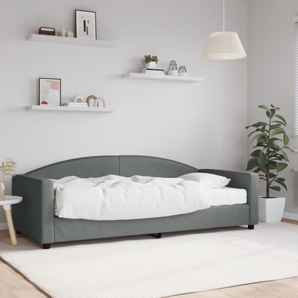 Dnevni krevet s madracem tamnosivi 90 x 200 cm od tkanine - Siva / 90 x 200 cm