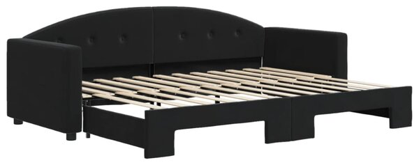 Dnevni krevet na razvlačenje crni 80 x 200 cm baršunasti - Crna / 80 x 200 cm