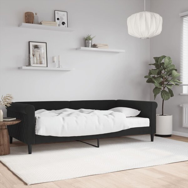 Dnevni krevet s madracem crni 100 x 200 cm baršunasti - Crna / 100 x 200 cm