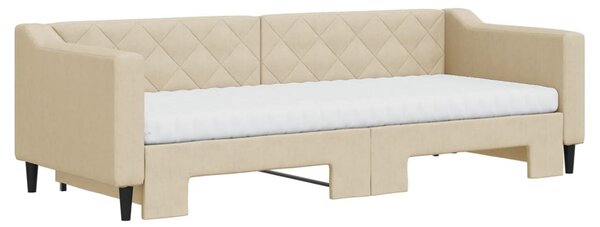 Dnevni krevet na razvlačenje krem 80 x 200 cm od tkanine - Krema / 80 x 200 cm