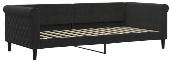 Dnevni krevet s madracem crni 90 x 200 cm baršunasti - Crna / 90 x 200 cm