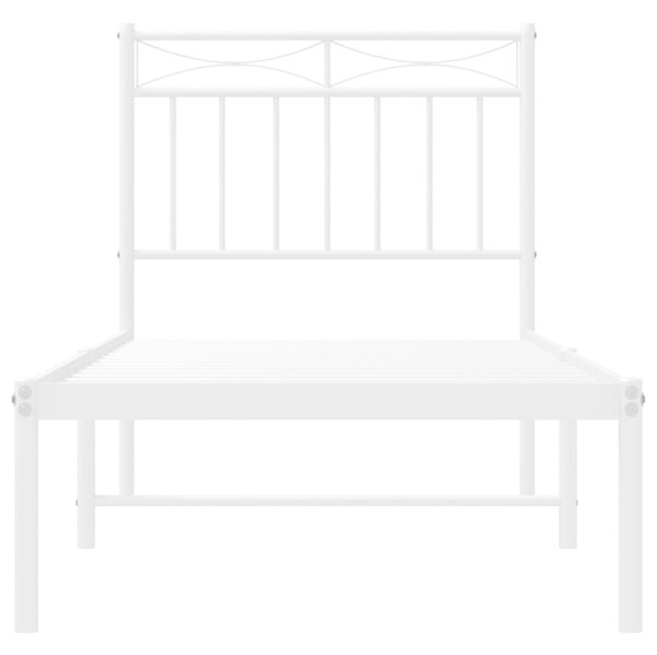 Metalni okvir krevet bez madraca s uzglavljem bijeli 75x190 cm - Bijela / 75 x 190 cm