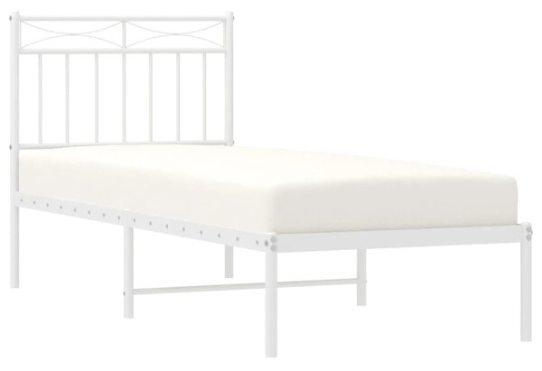 Metalni okvir krevet bez madraca s uzglavljem bijeli 75x190 cm - Bijela / 75 x 190 cm