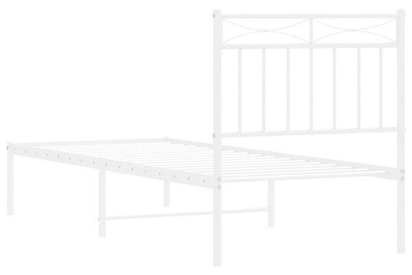 Metalni okvir krevet bez madraca s uzglavljem bijeli 75x190 cm - Bijela / 75 x 190 cm