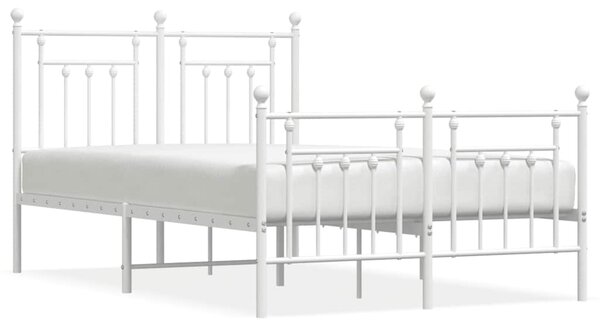 Metalni okvir kreveta uzglavlje i podnožje bijeli 120x190 cm - Bijela / 120 x 190 cm