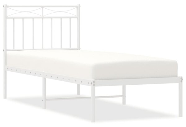 Metalni okvir krevet bez madraca s uzglavljem bijeli 75x190 cm - Bijela / 75 x 190 cm