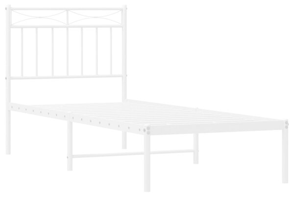 Metalni okvir krevet bez madraca s uzglavljem bijeli 75x190 cm - Bijela / 75 x 190 cm