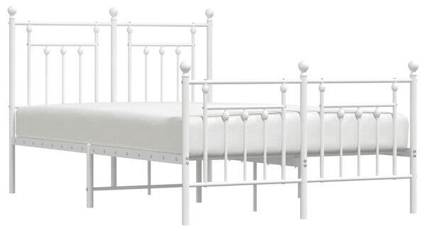 Metalni okvir kreveta uzglavlje i podnožje bijeli 120x190 cm - Bijela / 120 x 190 cm