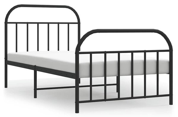 Metalni okvir kreveta uzglavlje i podnožje crni 100x200 cm - Crna / 100 x 200 cm