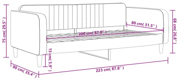Dnevni krevet crni 80 x 200 cm baršunasti - Crna / 80 x 200 cm