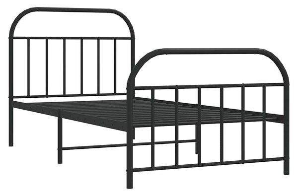 Metalni okvir kreveta uzglavlje i podnožje crni 100x200 cm - Crna / 100 x 200 cm