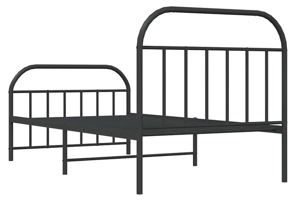 Metalni okvir kreveta uzglavlje i podnožje crni 100x200 cm - Crna / 100 x 200 cm