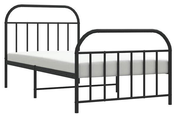 Metalni okvir kreveta uzglavlje i podnožje crni 100x200 cm - Crna / 100 x 200 cm