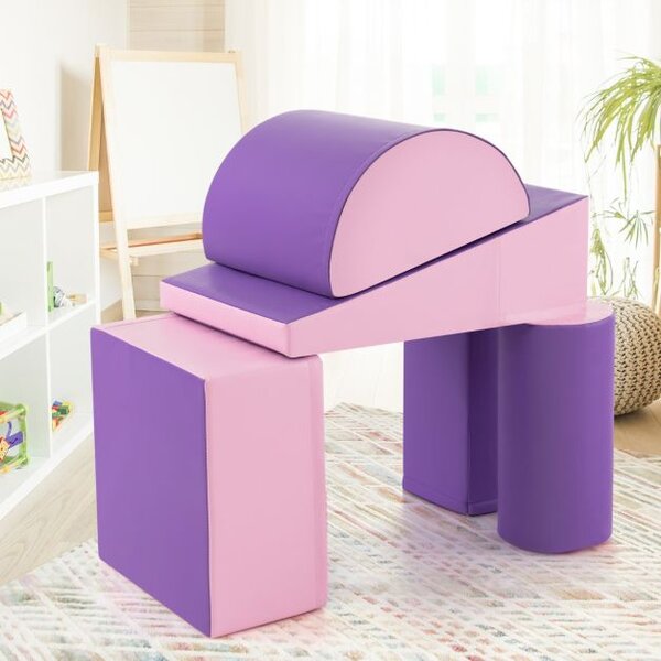 Pjenasti blokovi, mekane igračke, 5 komada - ljubičaste/roze boje