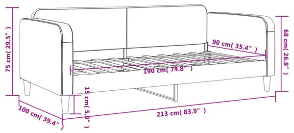 Dnevni krevet tamnosivi 90 x 190 cm od tkanine - Siva / 90 x 190 cm