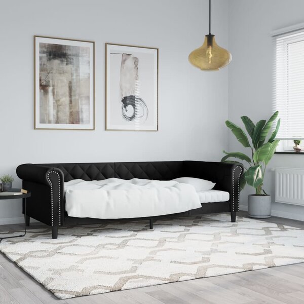 Dnevni krevet crni 80 x 200 cm od umjetne kože - Crna / 80 x 200 cm