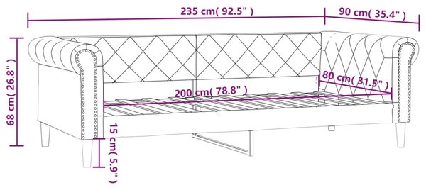 Dnevni krevet crni 80 x 200 cm od umjetne kože - Crna / 80 x 200 cm
