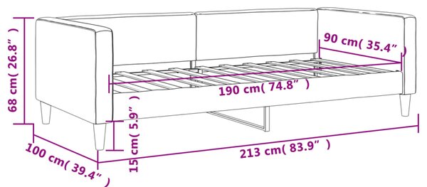 Dnevni krevet svjetlosivi 90 x 190 cm od tkanine - Siva / 90 x 190 cm