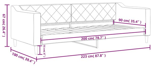 Dnevni krevet smeđesivi 90 x 200 cm od tkanine - Tupe / 90 x 200 cm