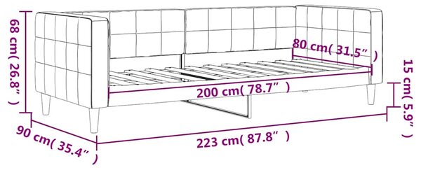 Dnevni krevet žuti 80 x 200 cm baršunasti - Žuta / 80 x 200 cm
