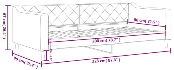 Dnevni krevet svjetlosivi 80 x 200 cm od tkanine - Siva / 80 x 200 cm