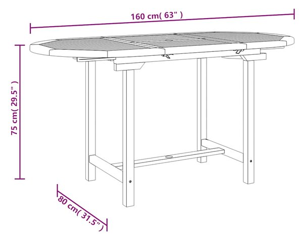 Vrtni stol na razvlačenje 110-160x80x75 cm od masivne tikovine - Smeđa / 160 x 80 x 75 cm