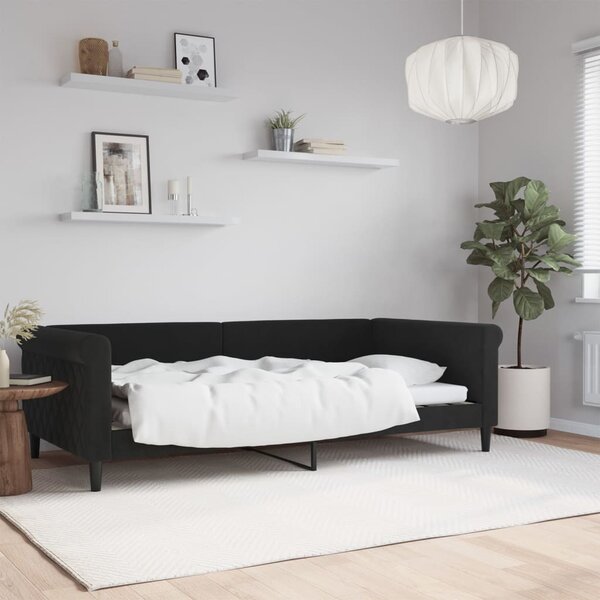 Dnevni krevet crni 100 x 200 cm baršunasti - Crna / 100 x 200 cm