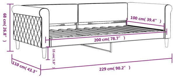 Dnevni krevet crni 100 x 200 cm baršunasti - Crna / 100 x 200 cm
