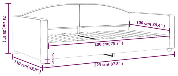 Dnevni krevet crni 100 x 200 cm od tkanine - Crna / 100 x 200 cm