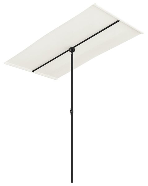 Vrtni suncobran s aluminijskim stupom 180x110 cm pijesak bijeli - Bijela / 180 x 110 cm