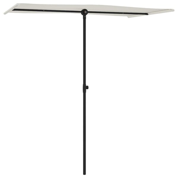 Vrtni suncobran s aluminijskim stupom 180x110 cm pijesak bijeli - Bijela / 180 x 110 cm